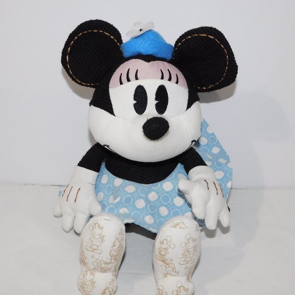 Hallmark Disney 13" Stuffed Minnie Mouse Doll Blue Polka Dot Dress Classic - Picture 1 of 7
